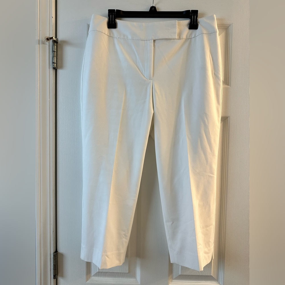 Talbots Women’s White Cropped Pants Curvy Signature Dress Pant BH684 12p